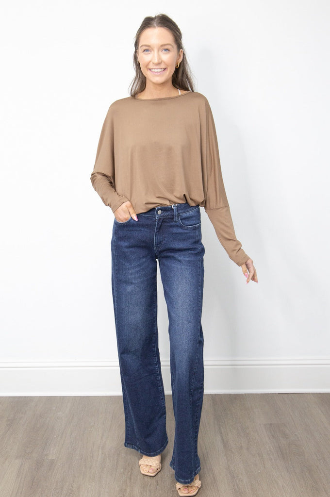Wide Leg Jeans, Dark Wash Grace+Emma