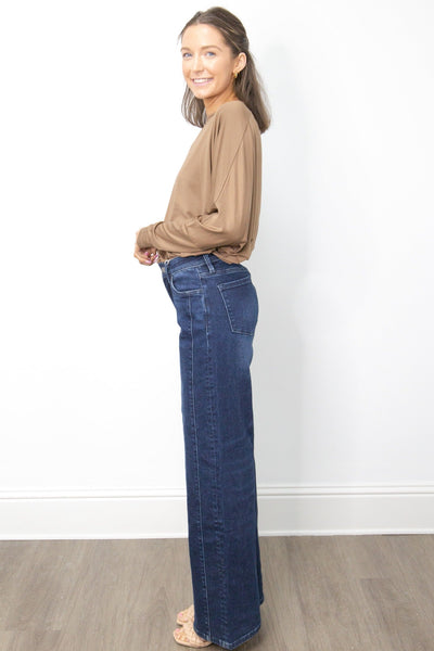 Wide Leg Jeans, Dark Wash Grace+Emma