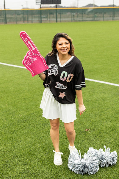 Gameday Black Jersey With Iridescent Sequin Grace+Emma