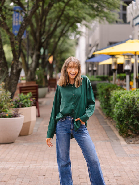 Kathryn Classic Button-Up, Forest Green Grace+Emma