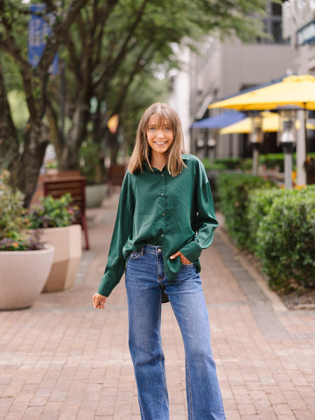 Kathryn Classic Button-Up, Forest Green Grace+Emma