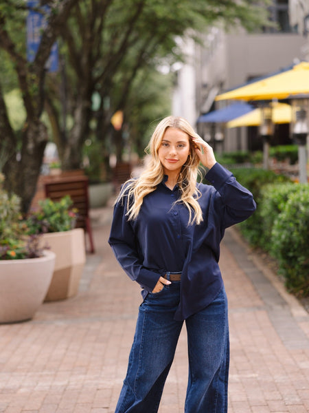 Kathryn Classic Button-Up, Navy Grace+Emma