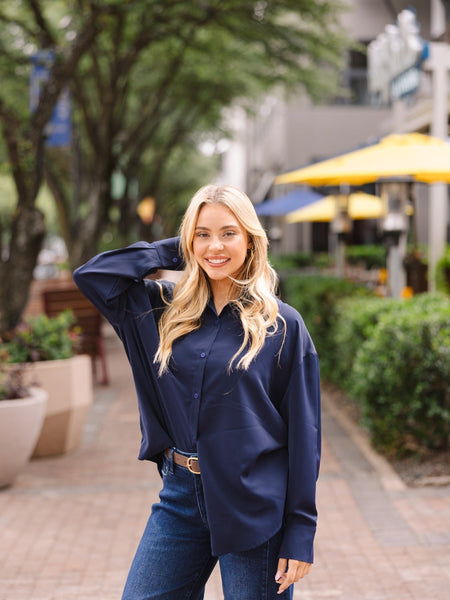 Kathryn Classic Button-Up, Navy Grace+Emma
