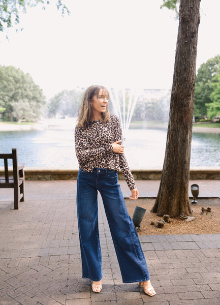 Wide Leg Jeans, Dark Wash Grace+Emma
