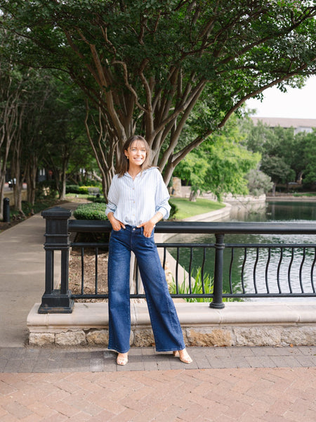Wide Leg Jeans, Dark Wash Grace+Emma