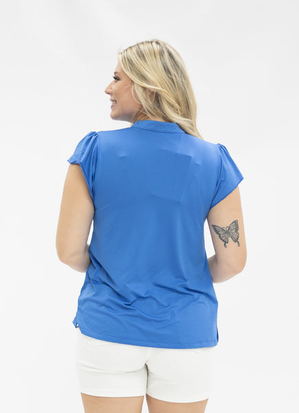 The Nicole V-Neck Top, Blue Grace+Emma