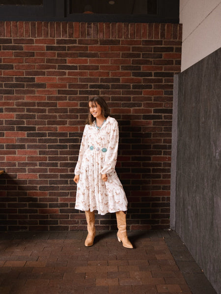 Horse Print Shirt Dress Grace+Emma