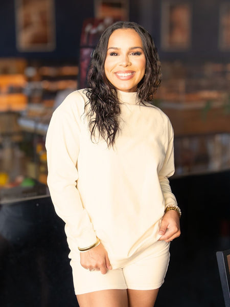 Mock Neck Sweatshirt, Ivory Grace+Emma