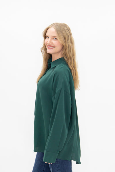 Kathryn Classic Button-Up, Forest Green Grace+Emma