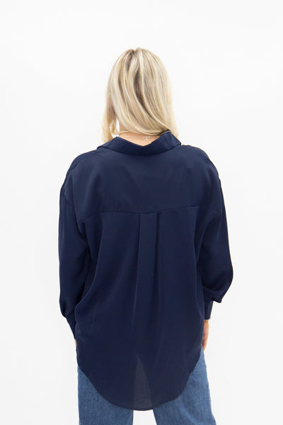 Kathryn Classic Button-Up, Navy Grace+Emma