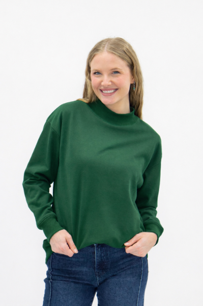Mock Neck Sweatshirt, Forest Green Grace+Emma