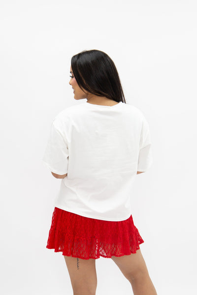 Glitter "Touchdown" on White T-Shirt Grace+Emma