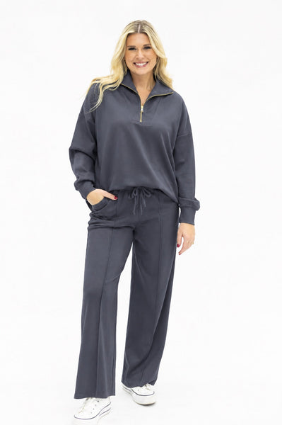 Butter Soft Quarter-Zip Top, Slate Blue Grace+Emma