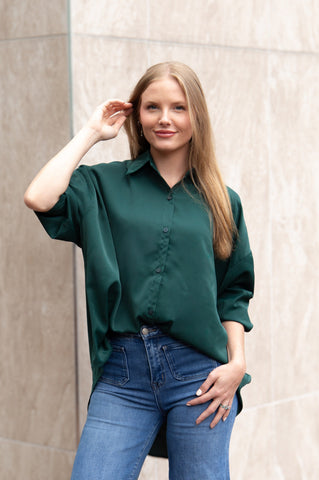 Kathryn Classic Button-Up, Forest Green Grace+Emma