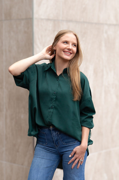 Kathryn Classic Button-Up, Forest Green Grace+Emma