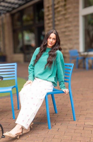 Mock Neck Sweatshirt, Forest Green Grace+Emma