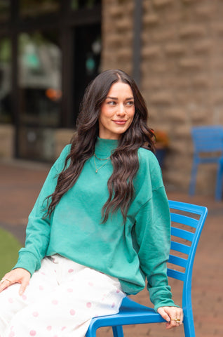 Mock Neck Sweatshirt, Forest Green Grace+Emma