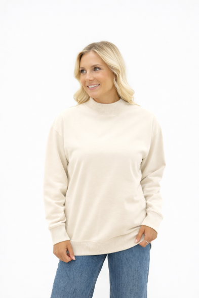 Mock Neck Sweatshirt, Ivory Grace+Emma