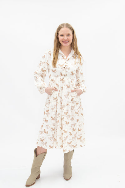 Horse Print Shirt Dress Grace+Emma
