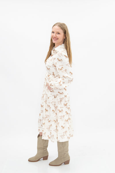 Horse Print Shirt Dress Grace+Emma