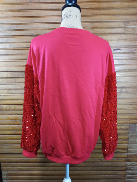 Santa Sweatshirts w/sequin Sleeves/back