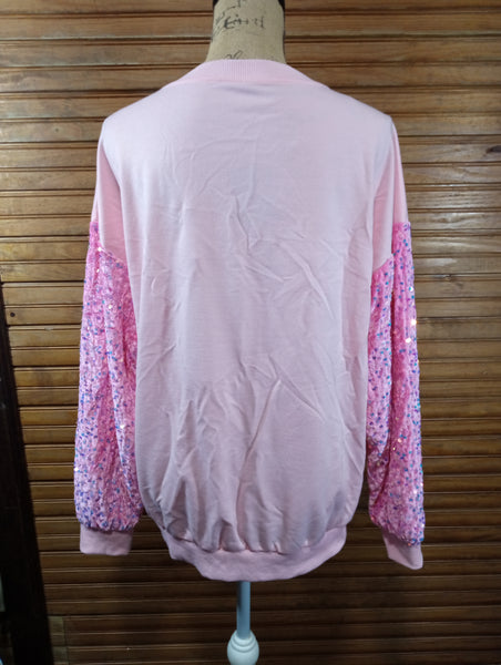 Santa Sweatshirts w/sequin Sleeves/back