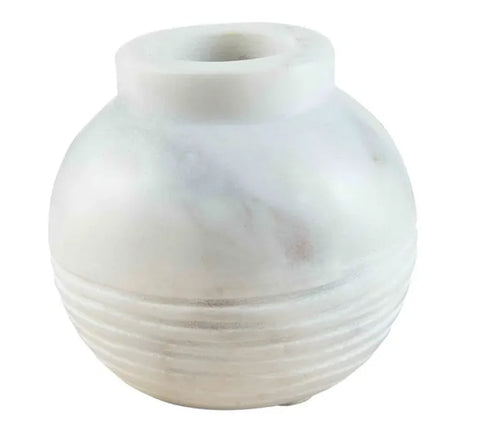 3 1/2" White Marble round Vase 3" High