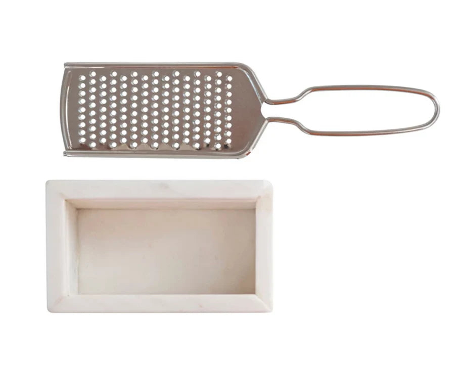 4 1/2"White Marble holder w/9" long stainless-steel grater