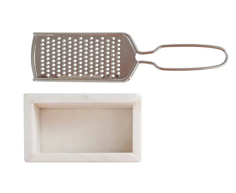 4 1/2"White Marble holder w/9" long stainless-steel grater