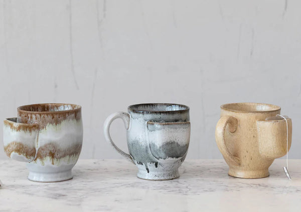Terra Cotta Tea Mug OhhMy! Gifts and Things, LLC-tan. Tan/white
