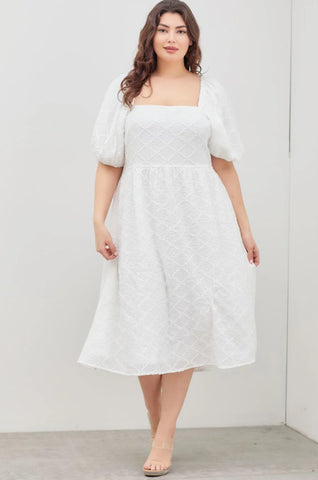 Polagram Dalayna-Plus Long White lined Dress