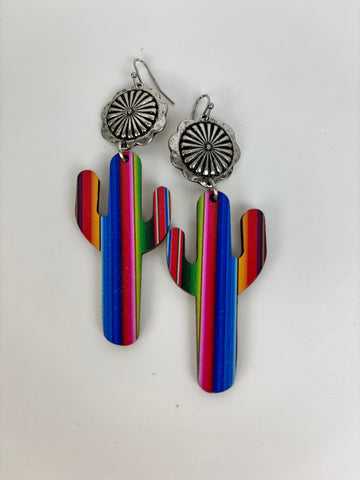 Serape Cactus Earrings | Colorful Western Statement Jewelry Courtney Fox