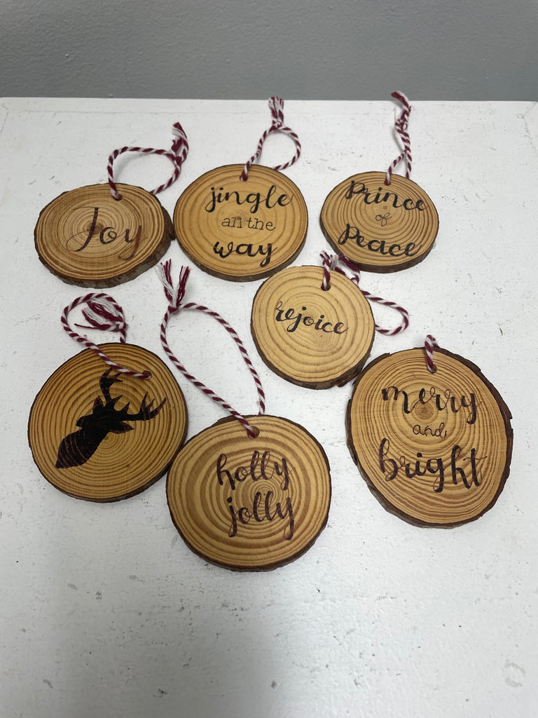 Assorted Christmas Wood Ornaments Set of 7 - Rustic Holiday Tree Decor OhhMy! Gifts and Things, LLC