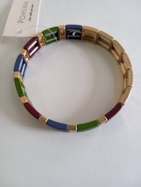 Slip-on Stretch Multicolor/gold/green/blue/maroon bracelet