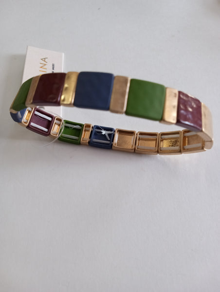 Slip-on Stretch Multicolor/gold/green/blue/maroon bracelet