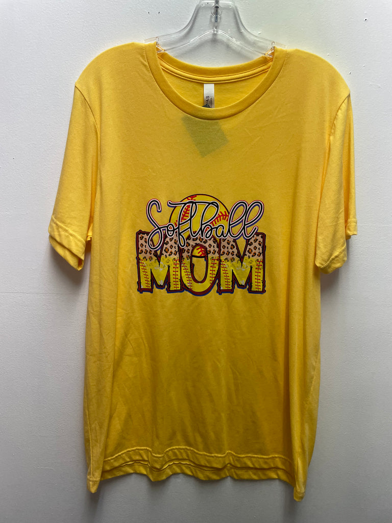 Canvas Color Large Yellow Softball Mom T-shirt
