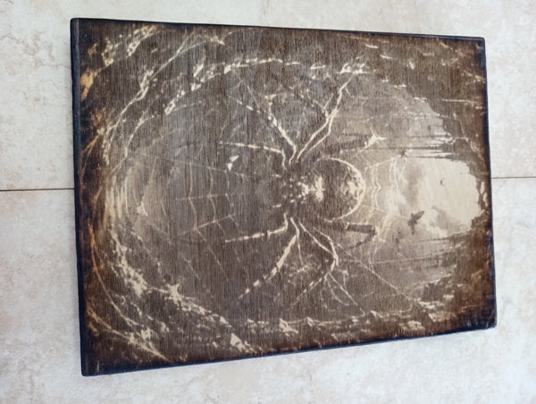Handmade Fall Halloween Burnt Wood Laser Art Shelf Sitter