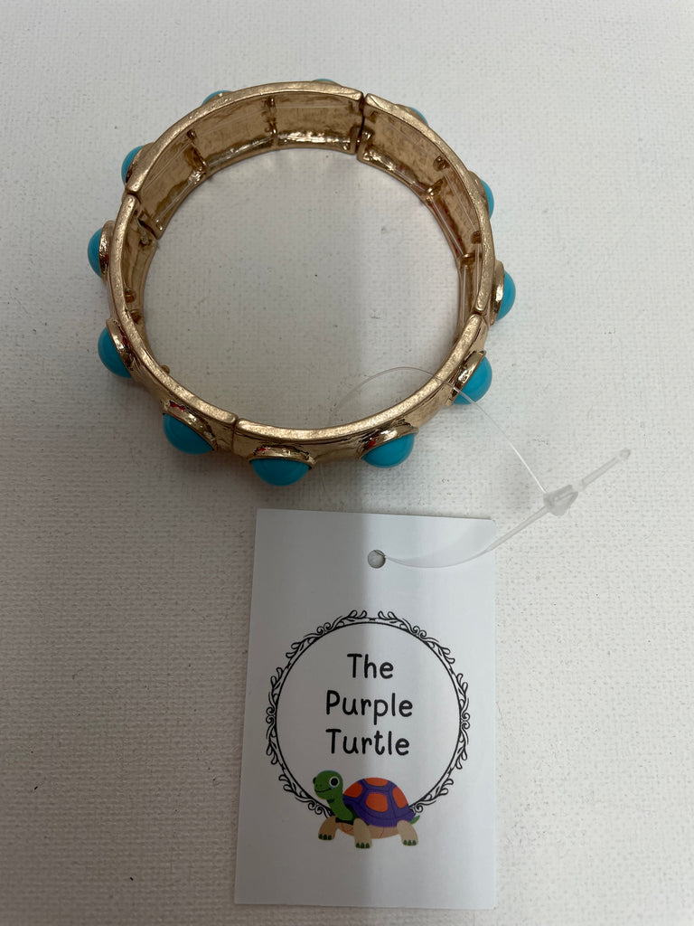 Stretch faux copper/turquoise bracelet