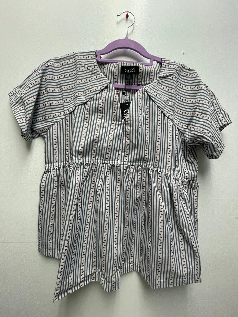 GiGiO Stiped peplum Blouse w/cherries Amanda Queen