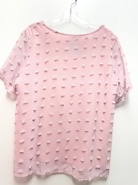 Light Pink Swiss Dot Top XL | Anna Caci Textured Blouse for Women Shirley Ollison