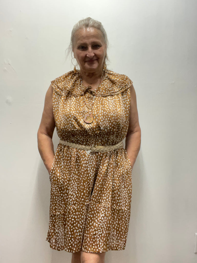 Grace & Emma Animal Print Brown Romper