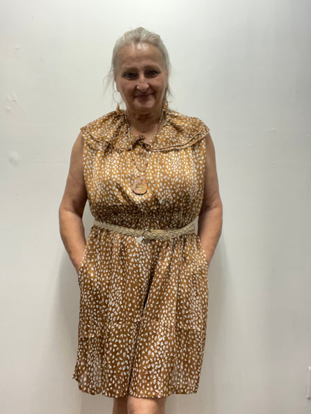 Grace & Emma Animal Print Brown Romper