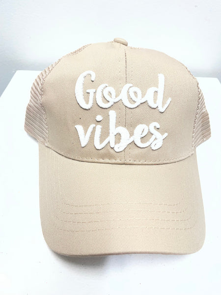 C.C. Pony Ball Cap Good Vibes Amanda Queen