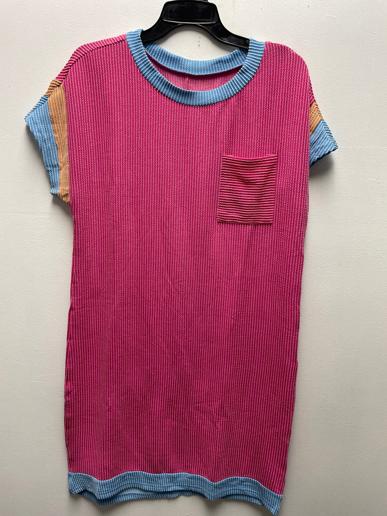 Textured Stitch Pink & Blue Dress with Pockets | S & M Whitney Wilkins