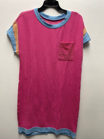 Textured stitch Pink/blue dress w pocket Whitney Wilkins