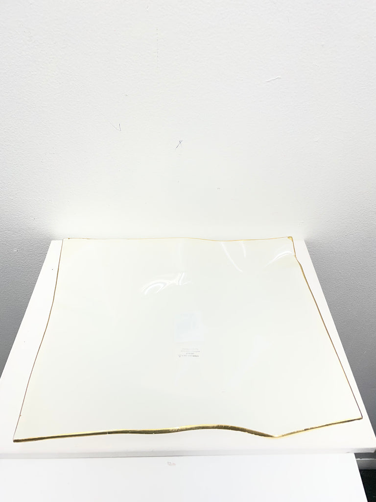 The Royal Standard 11.5"x9.5"Frosted Wavy Glass/Gold Rim Platter