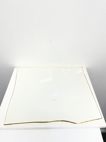 The Royal Standard 11.5"x9.5"Frosted Wavy Glass/Gold Rim Platter