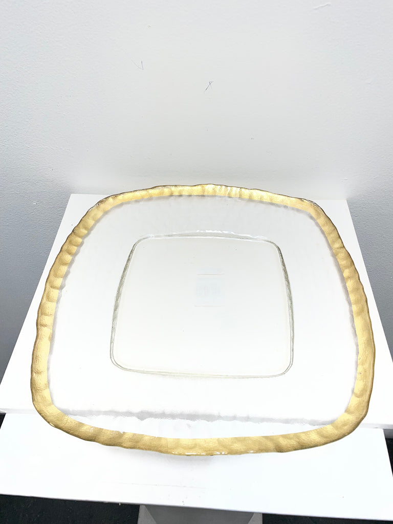 The Royal Standard 12"x12"square Glass/Gold Rim Platter