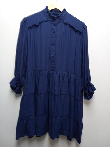 Umgee Navy Button-Down Front Dress | Boho Boutique S–L Amanda Queen