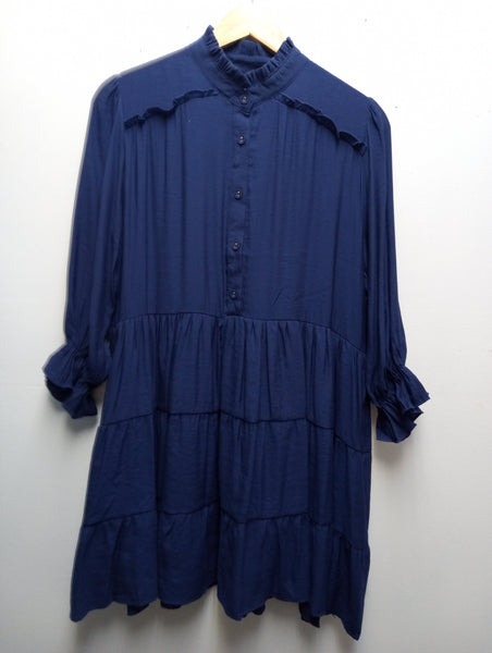 Umgee Navy Button-Down Front Dress | Boho Boutique S–L Amanda Queen